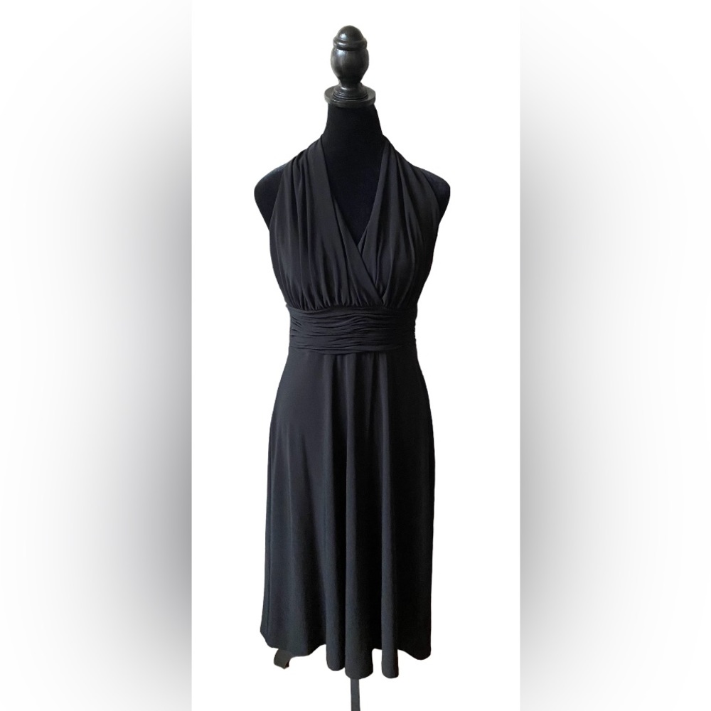 Jones Wear Dress: Black Plunging V Neck Marilyn Monroe Style Cocktail Dress